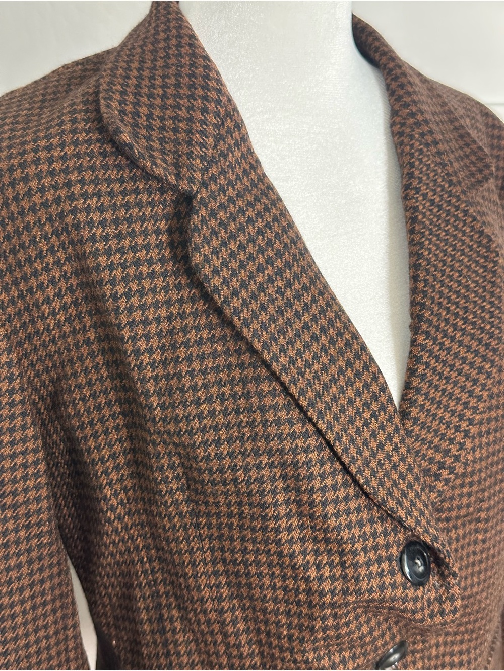 Jones New York Brown Houndstooth Blazer Jacket Size 6